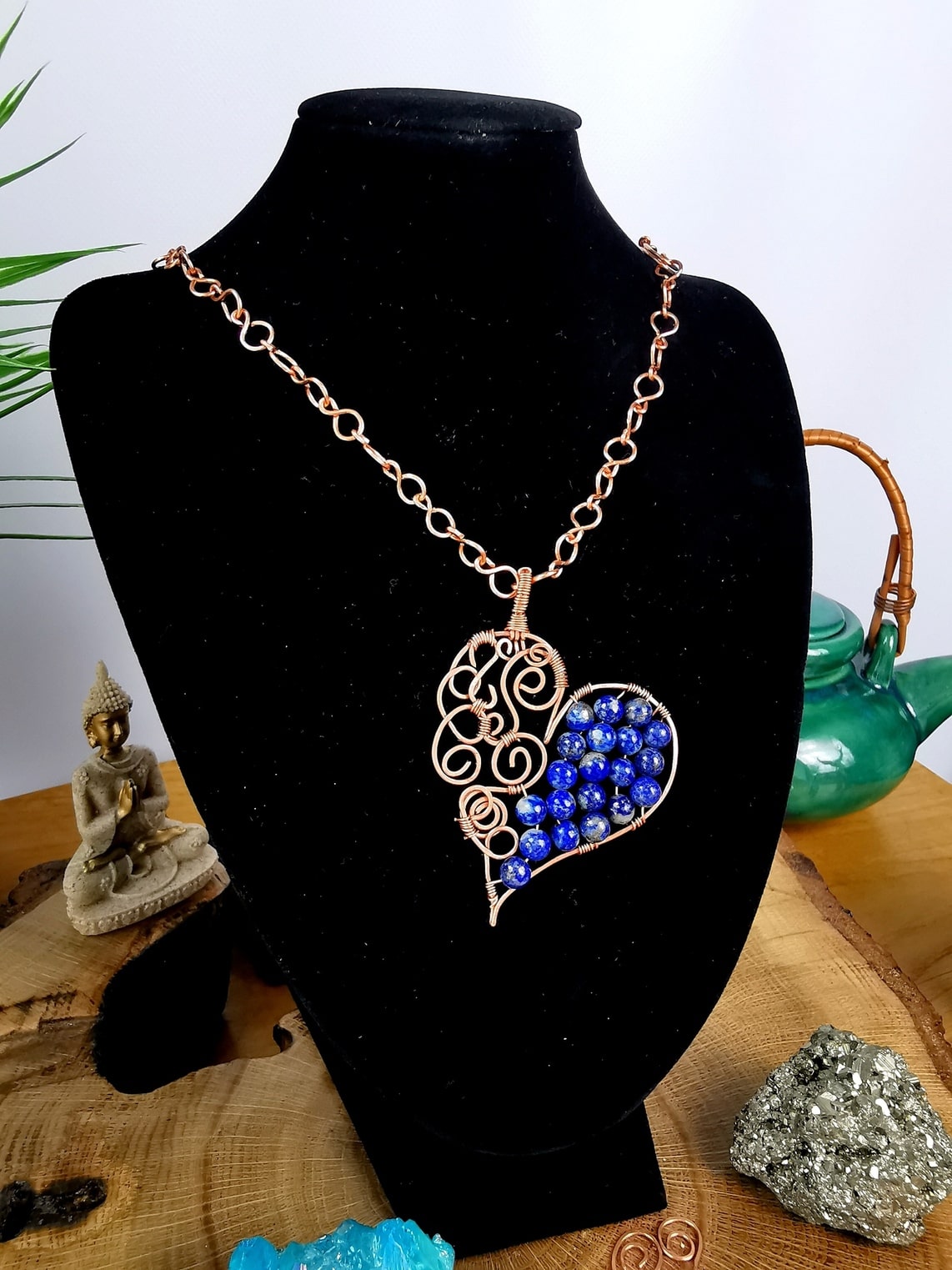 Wisiorek serce kamienie, lapis lazuli