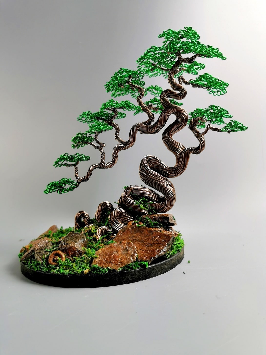 Bonsai, brąz, zielony, kamienie