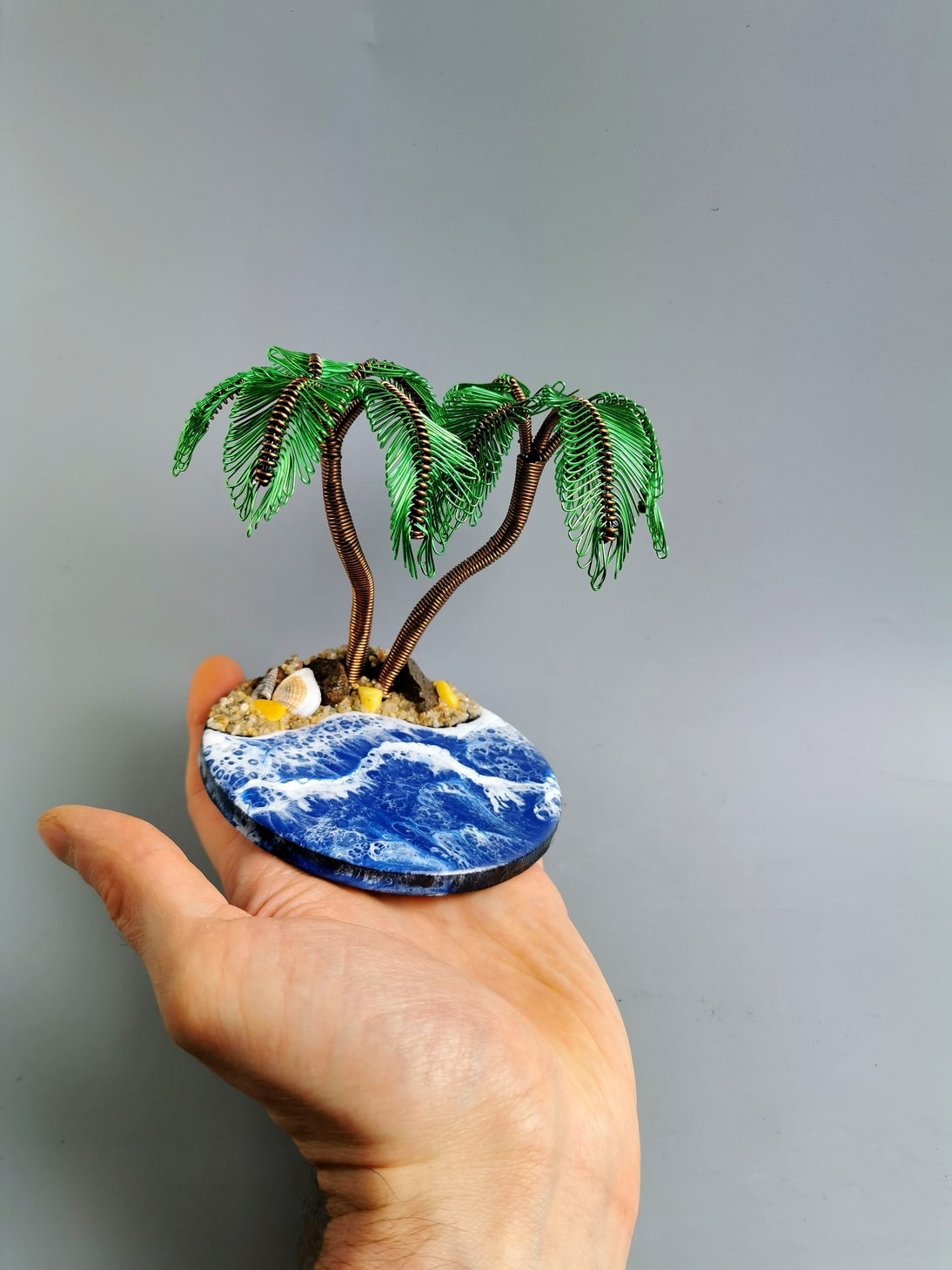 mini palma, żywica epoksydowa wyspa